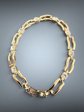 Vintage Gold-Tone Bracelet Clear Crystals